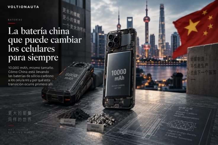 Batería de silicio-carbono de 10.000 mAh en un celular